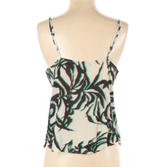 Chelsea Flower Palm Print Green Cream Sleeveless V Neck Blouse Size XS - Picture 2 of 2